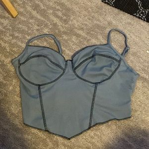 blue and black crop top